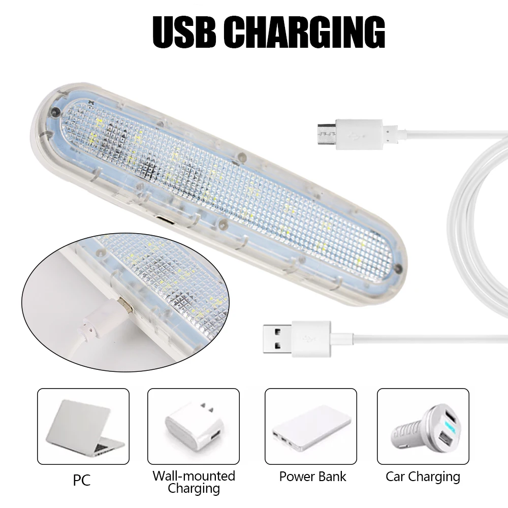 مصابيح قراءة داخلية شاملة LED للسيارة ، مركبة قبة ، مصباح سقف داخلي ، شحن USB ، سقف سيارة ، مغناطيس ، شرائط إضاءة