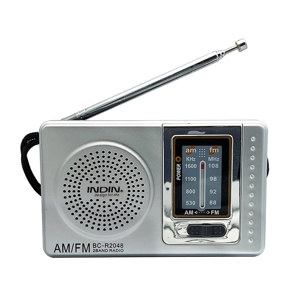 

FM/AM Portable Radio Telescopic Antenna Dual Band Music Player Battery Powered Pocket Stereo Radio 3.5mm Jack Built-in Speaker
