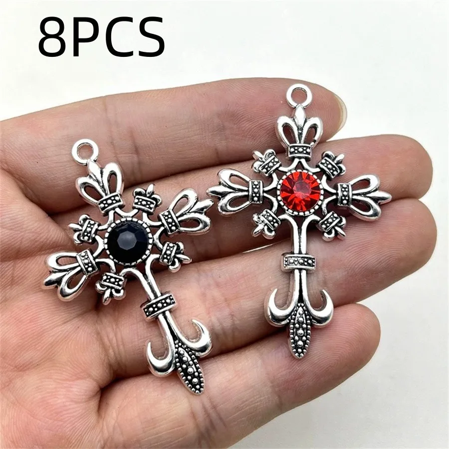8PCS Gothic punk cross pendant accessories DIY alloy jewelry accessories
