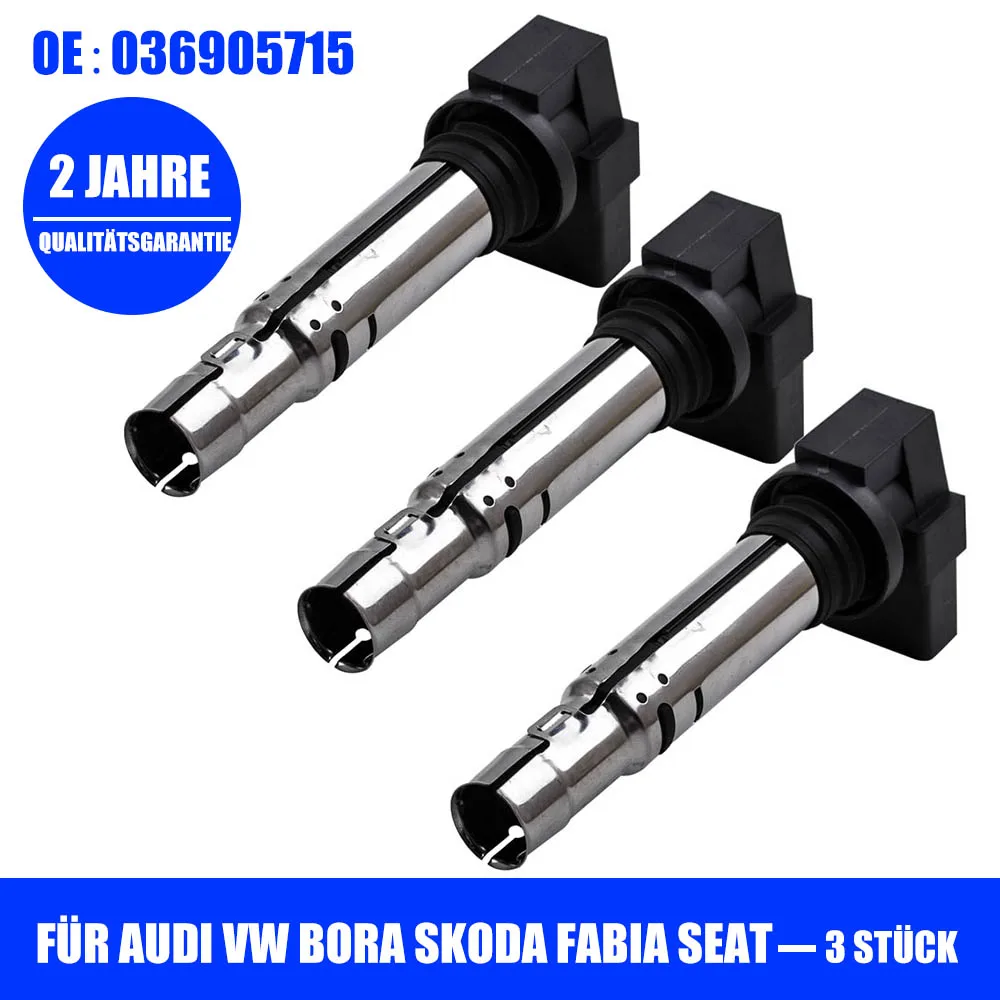 3 PCs ,036905715F Ignition Coils for AUDI A1 A2 A3 036905100 , 036905100A , 036905100B for VOLKSWAGEN BEETLE  GOLF