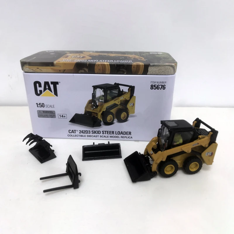 DM 1:50 Scale CAT 242D3 Compact Wheel Loader Forklift Alloy Diecast Truck Model Collectible Souvenir 85676 Hobby & Toys