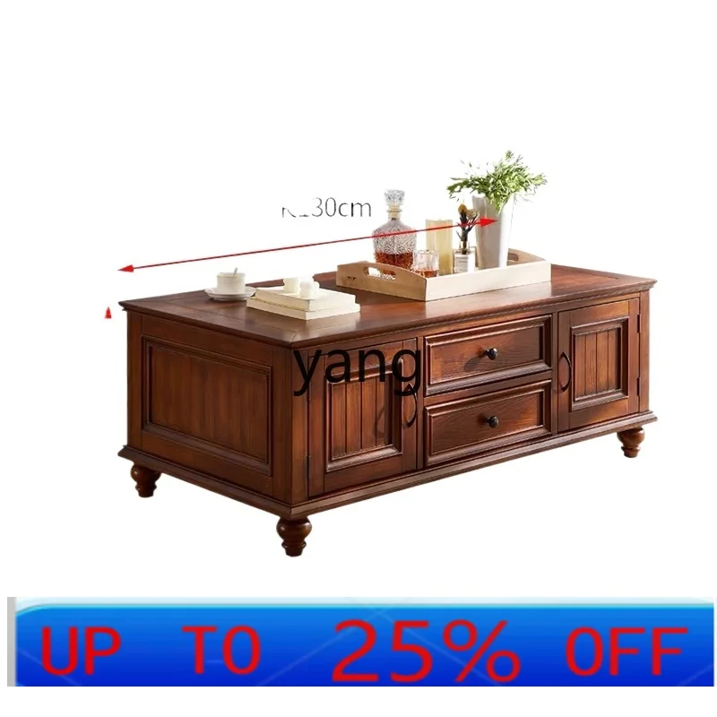 

LMM living room full solid wood coffee table TV cabinet combination tea table small apartment household rectangular one