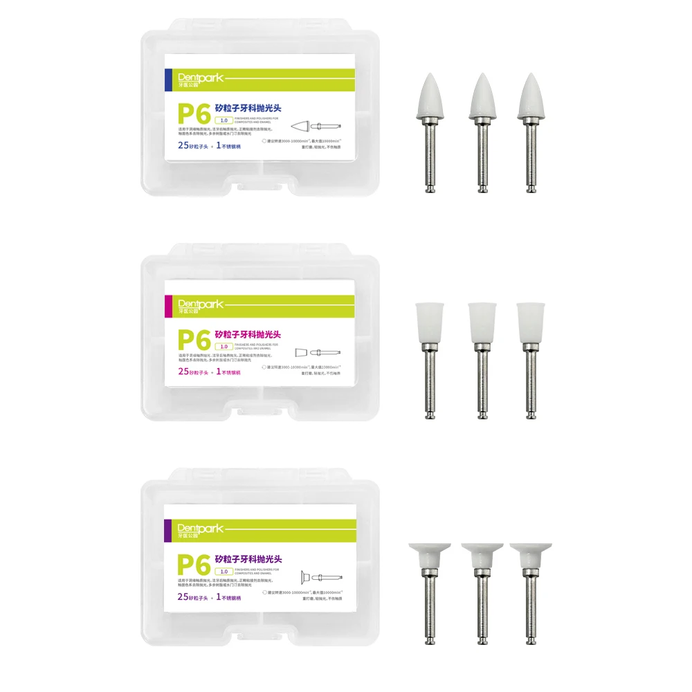 Dentpark Dental Silicone Polishing Points Resin Heads with Metal Mandrel for Low Speed Contra Angle Handpiece
