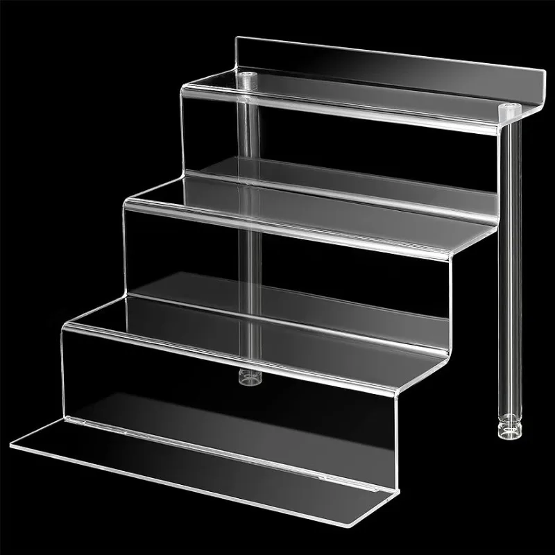 

Acrylic Risers Display Stand 4 Tiered Display Shelf for Amiibo POP Figures, Perfume Organizer Cupcake Dessert Stands