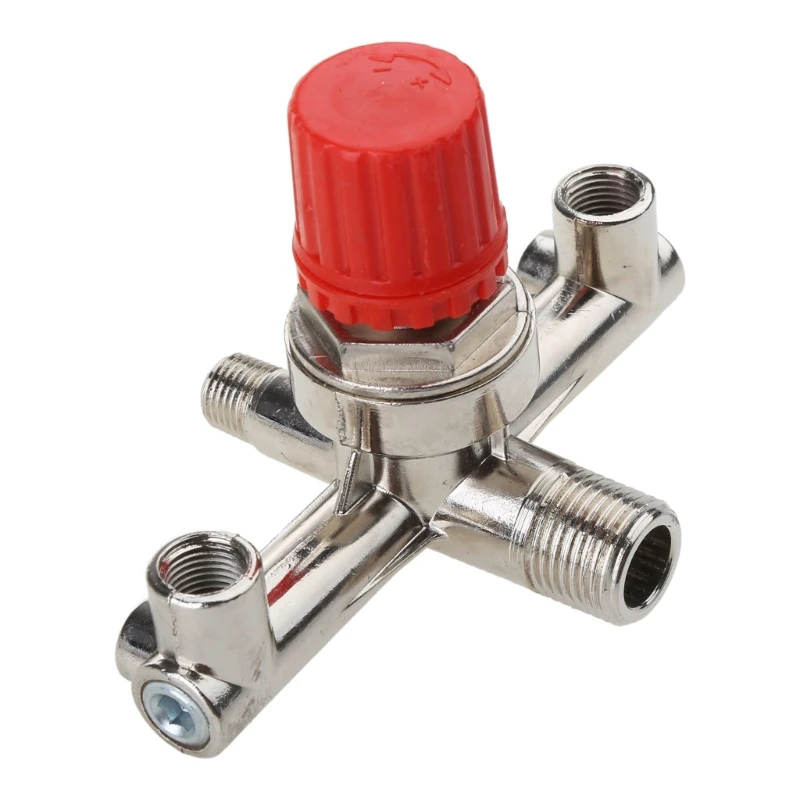 Double Outlet Tube Alloy Air Compressor Pressure Regulator for Valve Fitting Part Accessories with V- 3 Heads Adjustable