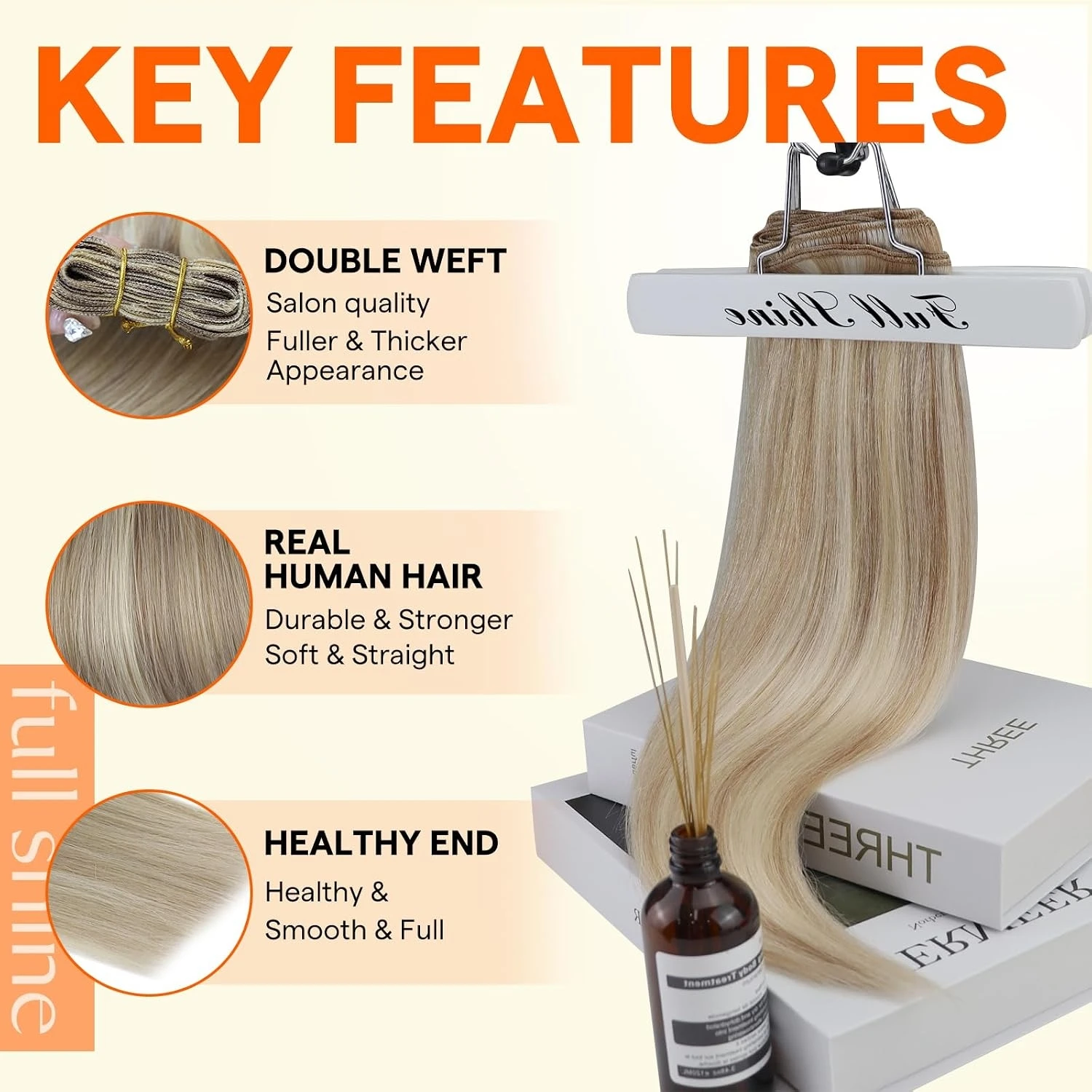 Full Shine Human Hair Weft Extensions Hair Bundles Sew in Silky Straight Remy Double Weft For Salon