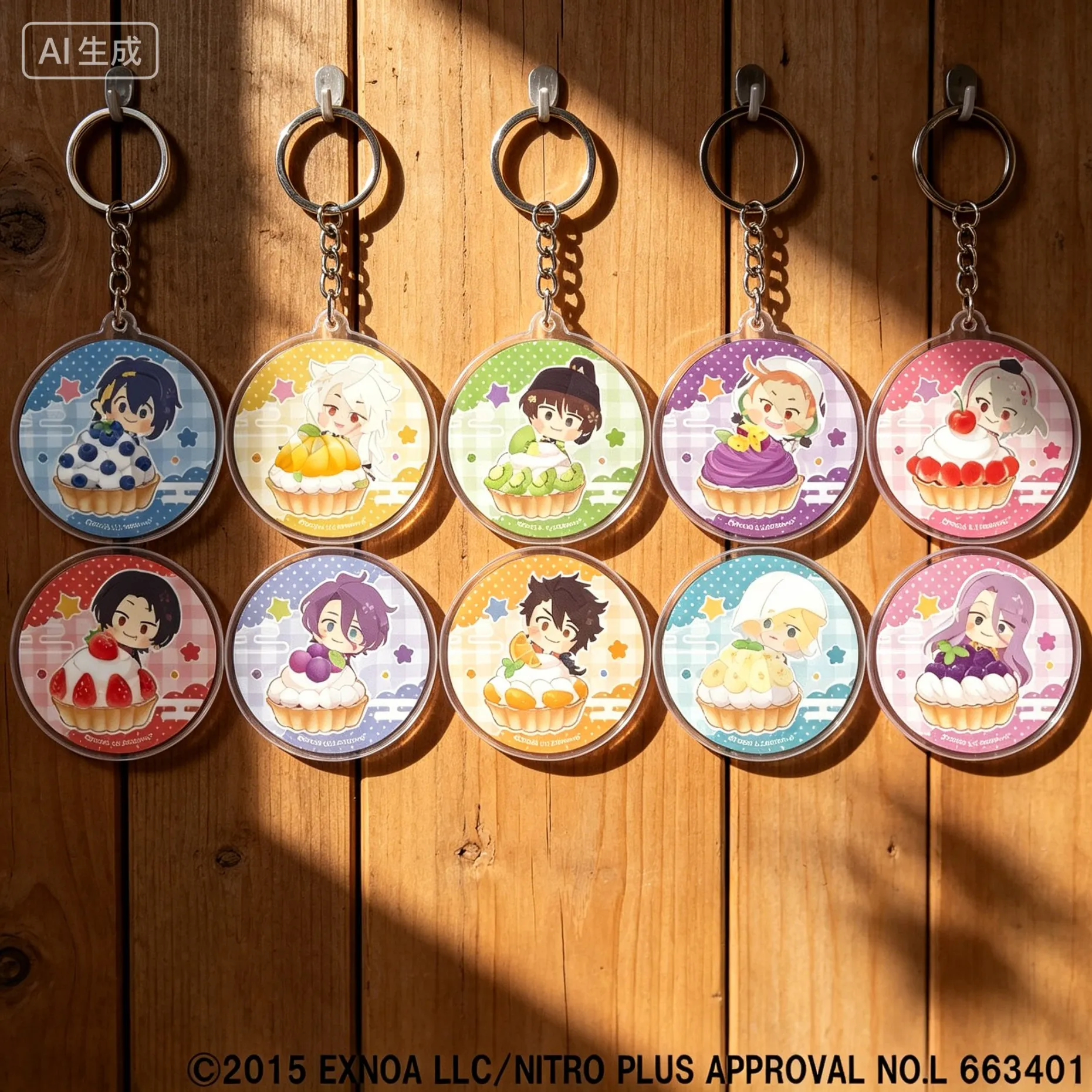 Anime Touken Ranbu: Hanamaru Fruit Tart Ver Q-style Circle Acrylic Stand Model Plate Keychains Desk Decorations