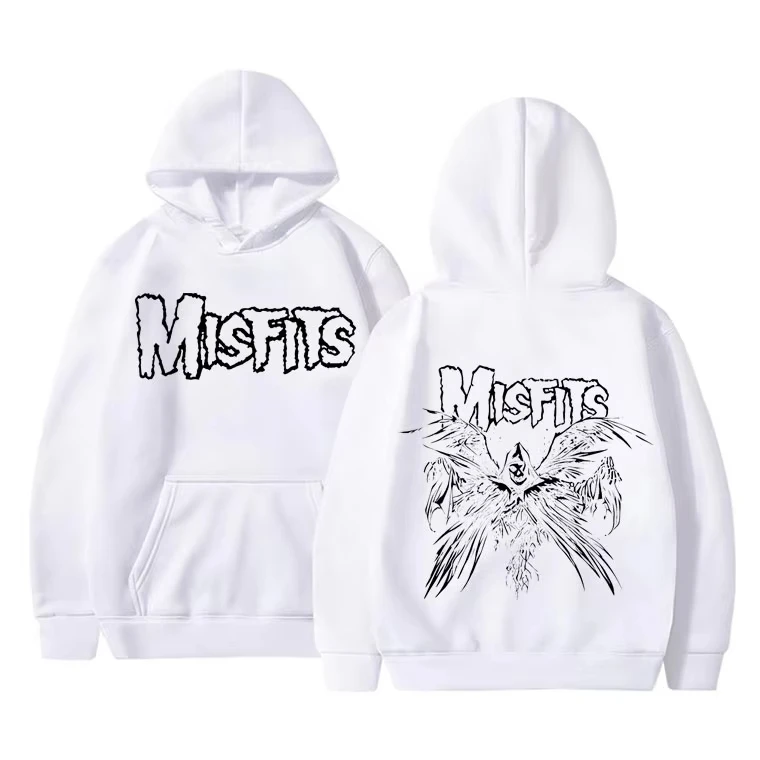 Horror Punk Misfits Felpa con cappuccio con stampa grafica teschio vintage Felpe con cappuccio in pile da uomo Uomo Donna Moda Felpe rock gotico