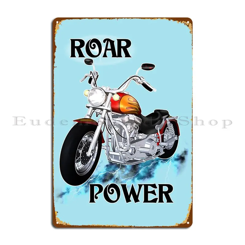 Roar Power Motor Bike Power Metal Plaque Poster Wall Plaque Garage Decoration Design Living Room Rusty Tin Sign Poster