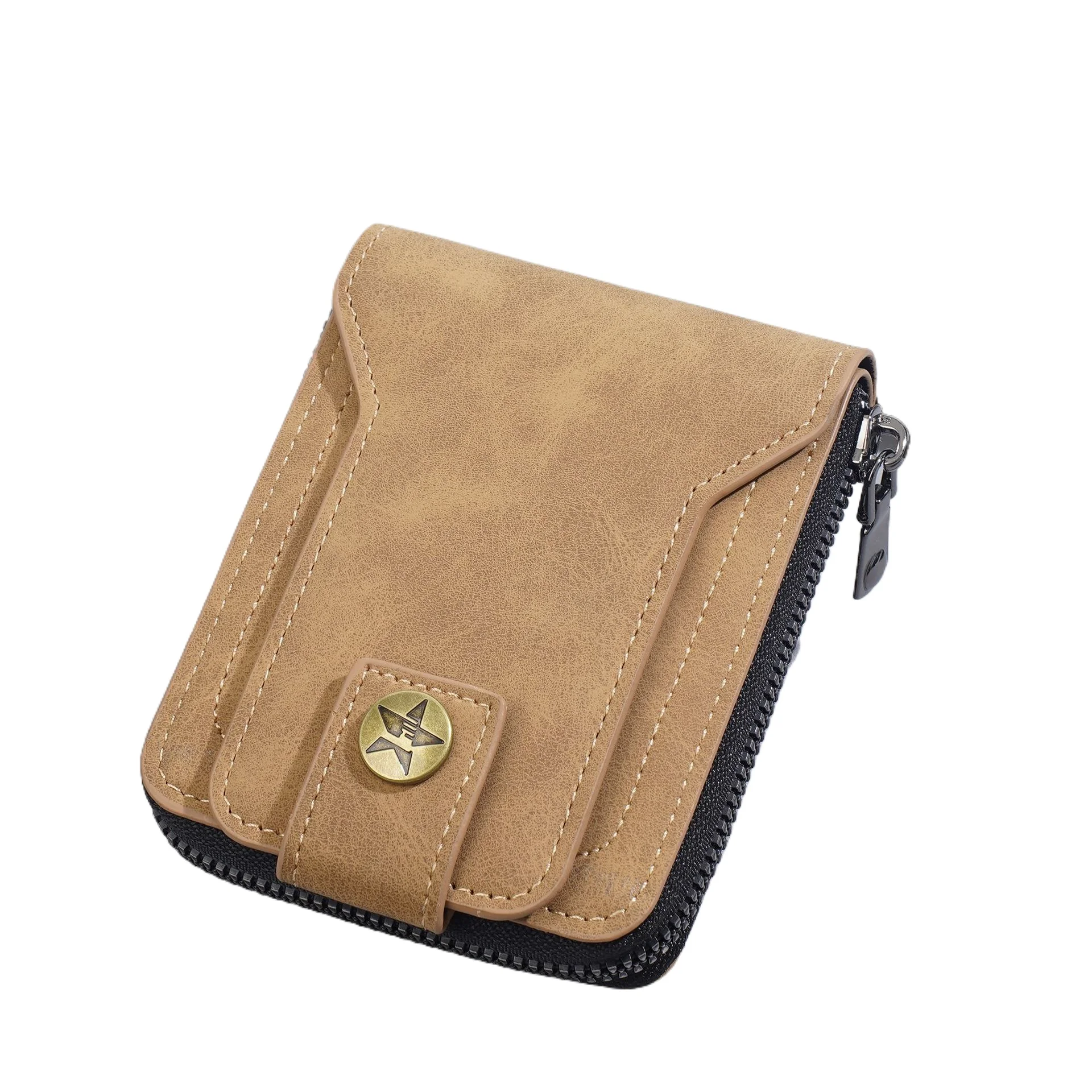 Nowy męski portfel krótki w stylu europejskim i amerykańskim retro, wielofunkcyjny portfel na dokumenty, wysokiej jakości portfel na monety z PU