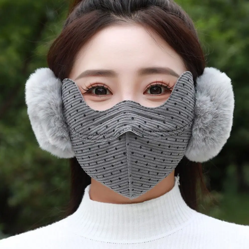 Simple Plush Thermal Earmuffs Mask Autumn Winter Windproof Fleece Winter Mask Warmer Earflap Dustproof Cycling Earflap