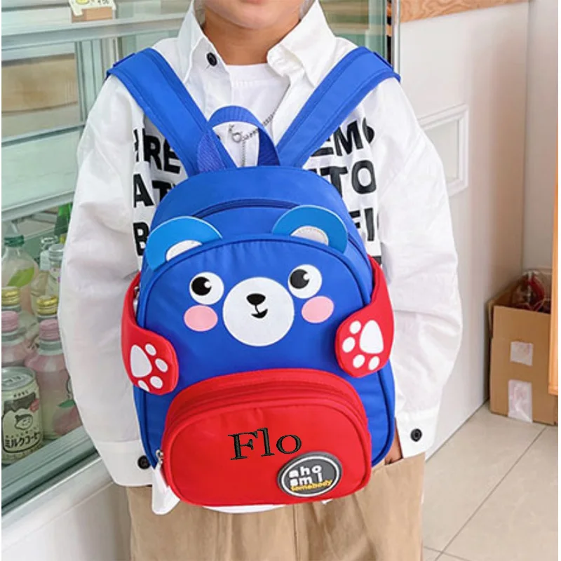 Mochila personalizada do jardim de infância dos desenhos animados, mochila leve para meninos e meninas, dinossauro animal bonito, urso de pelúcia