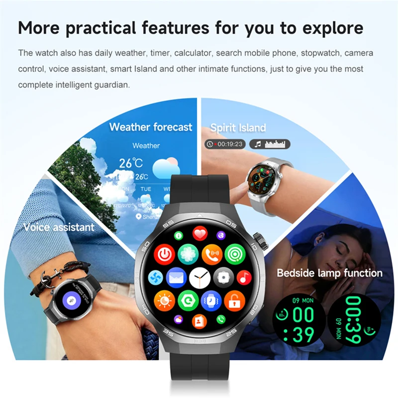 Jam Tangan Pintar Panggilan Bluetooth Baru 2025 Pria 1.53 Inci AMOLED HD Layar Besar Denyut Jantung NFC IP68 Tahan Air Olahraga Pengisian Daya Nirkabel