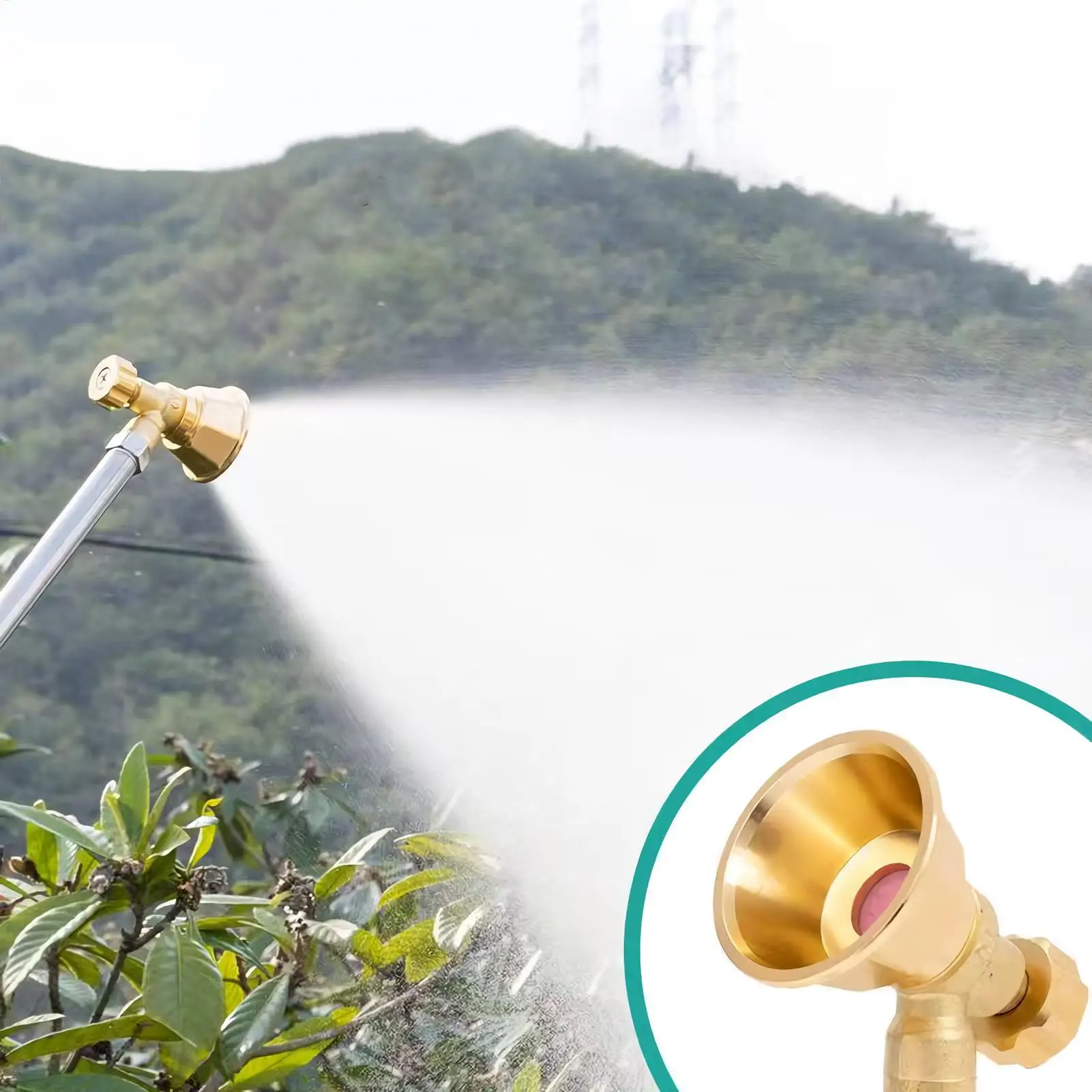 Water Hose Nozzle Brass Adjustable Heavy Duty Garden Spray Nozzle Hose Attachment for Plant Watering Seedling Cultivation Flower