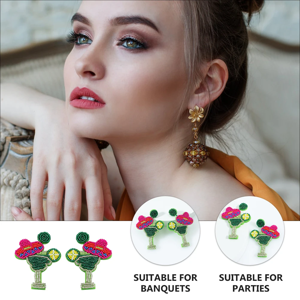 

Colorful Bead Earrings Dangle for Girls Retro Bohemian Rice Women Glass Beaded