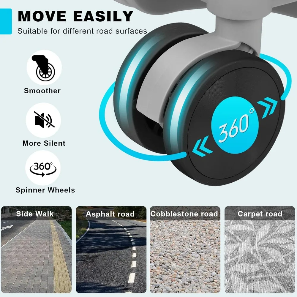 24 Inch TSA Lock Aluminum Frame PC+ABS Double Spinner Wheels Zipless Hard Shell Luggage Suitcase for Travel