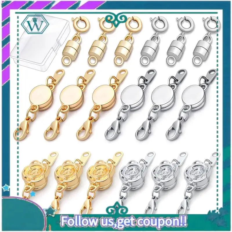 

A09P, 18 шт., 3 стиля, магнитные застежки и застежки для ожерелья, розовые круглые цилиндрические ювелирные изделия, магнитная застежка, разъем, фиксирующий Dura