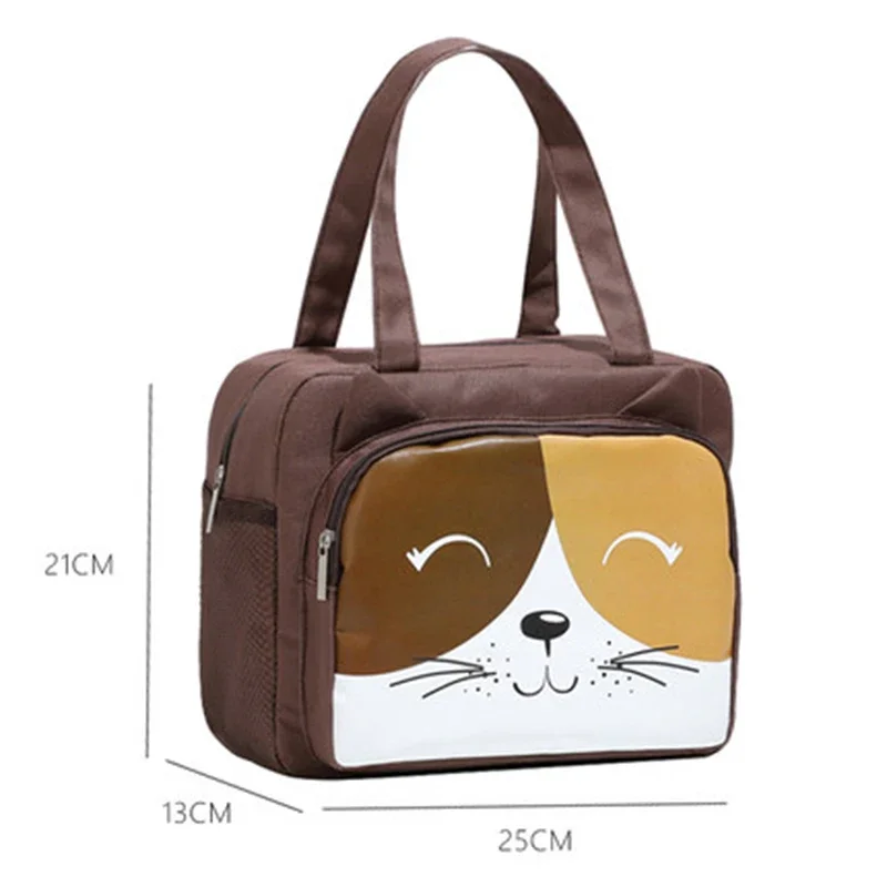 Portable Lunch Bag for Women Cartoon Cat Convenient Lunch Box Tote Food Bags Picnic Lunch Container Food Storage Bags WY205