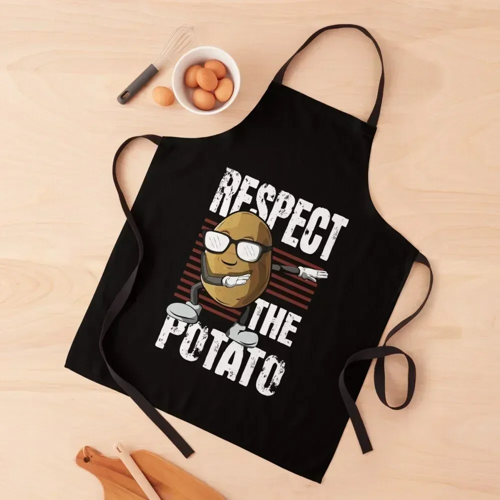 

Respect the potato - dabbing potato art Apron women's kitchens Kitchen Front kitchen utensil Useful Things For Kitchen Apron