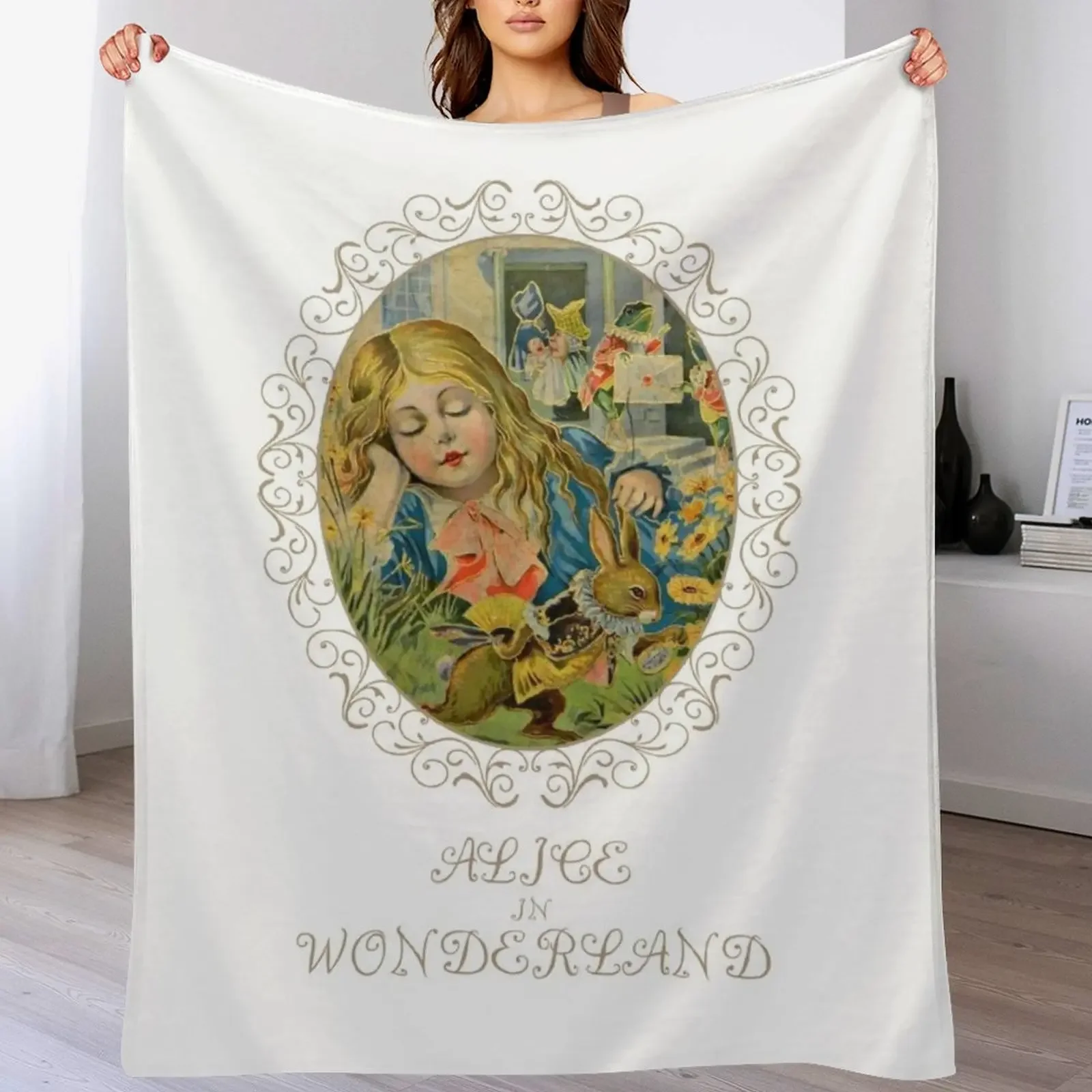 

Alice Rabbit Mad Hatter Rabbit Hole Tea Party Fans Vintage Literary Gifts Throw Blanket Baby Hair Heavy Camping Blankets