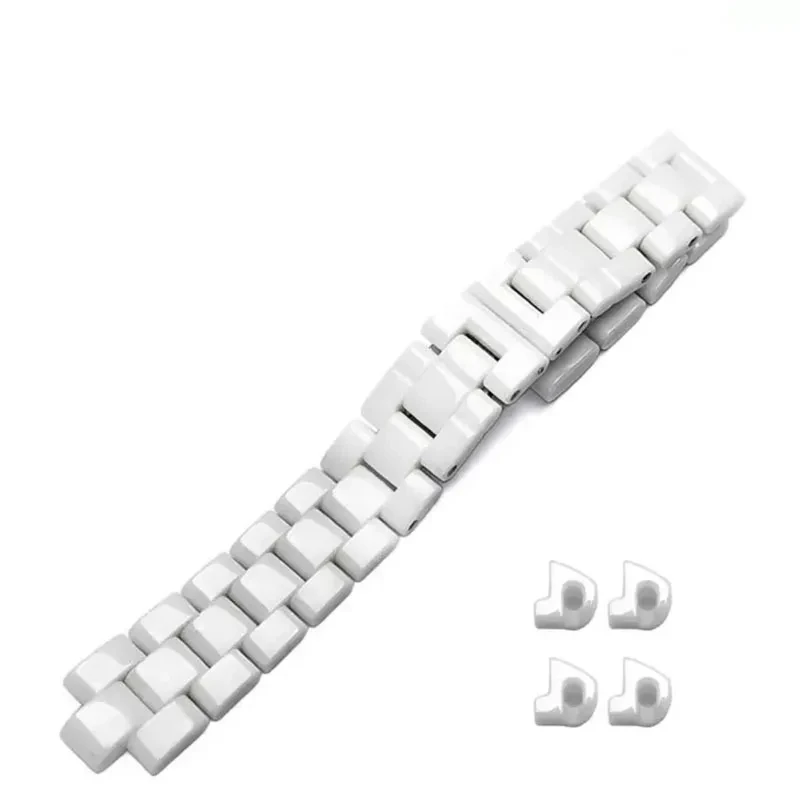 Premium-Grade Ceramic Watchbands Black White For J12 Bracelet 16mm 19mm Strap Stainless steel Folding Buckle watch chain