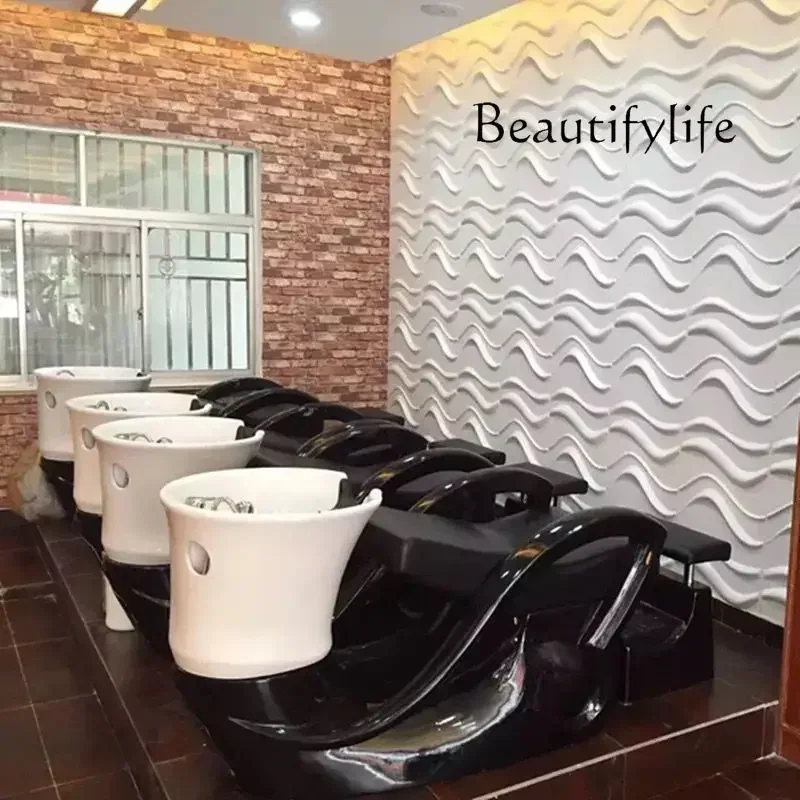 Kursi salon kecantikan mewah, tempat keramas khusus salon rambut, tempat keramas semi-reclining atmosferik, tempat keramas fiberglass untuk tukang cukur