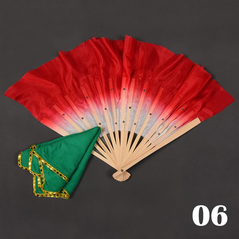 Chinese Style Silk Dance Fan Half Round Women\'s Belly Dance Fan Square Dance Hand Fans Handkerchief Accessories Home Decoration