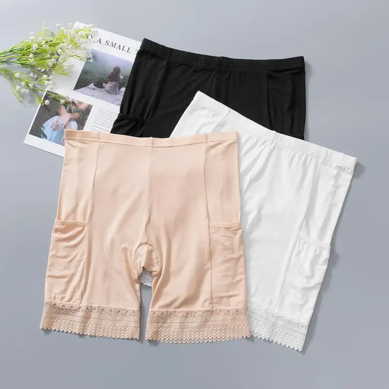 

2022 Safety Shorts Pant size Safety Pants boxer Short Under Skirt With Pockets Safety Shorts Under Skirt Thigh Chafing Lace