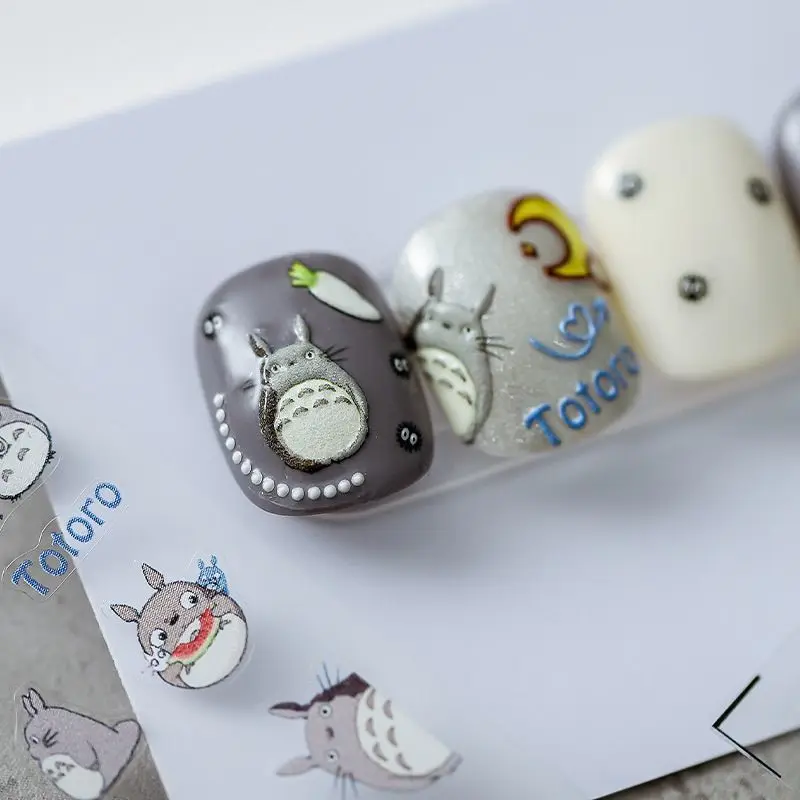 My Neighbor Totoro Niedliche 3D-geprägte Nagelaufkleber, wasserfest, selbstklebend, Yamei Nagelaufkleber, dekorative Aufkleber für Nägel, DIY – Detail 3