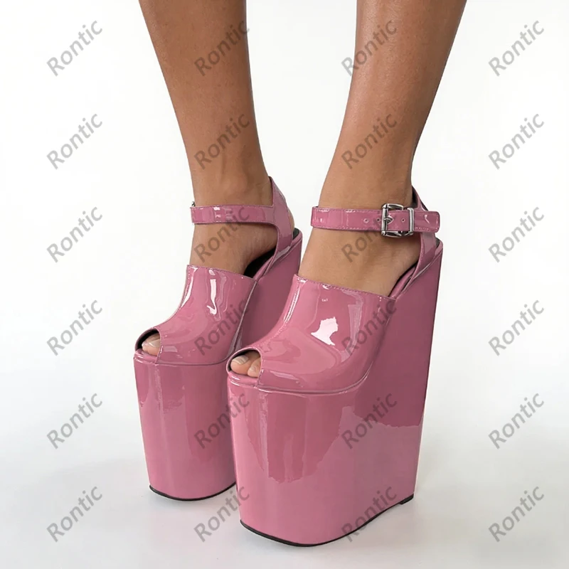 Handcrafted Women's High Heel Wedges: Vibrant Green Patent Leather, Thick Platform Sole for a Striking Fashion Stateme Size 5-15
