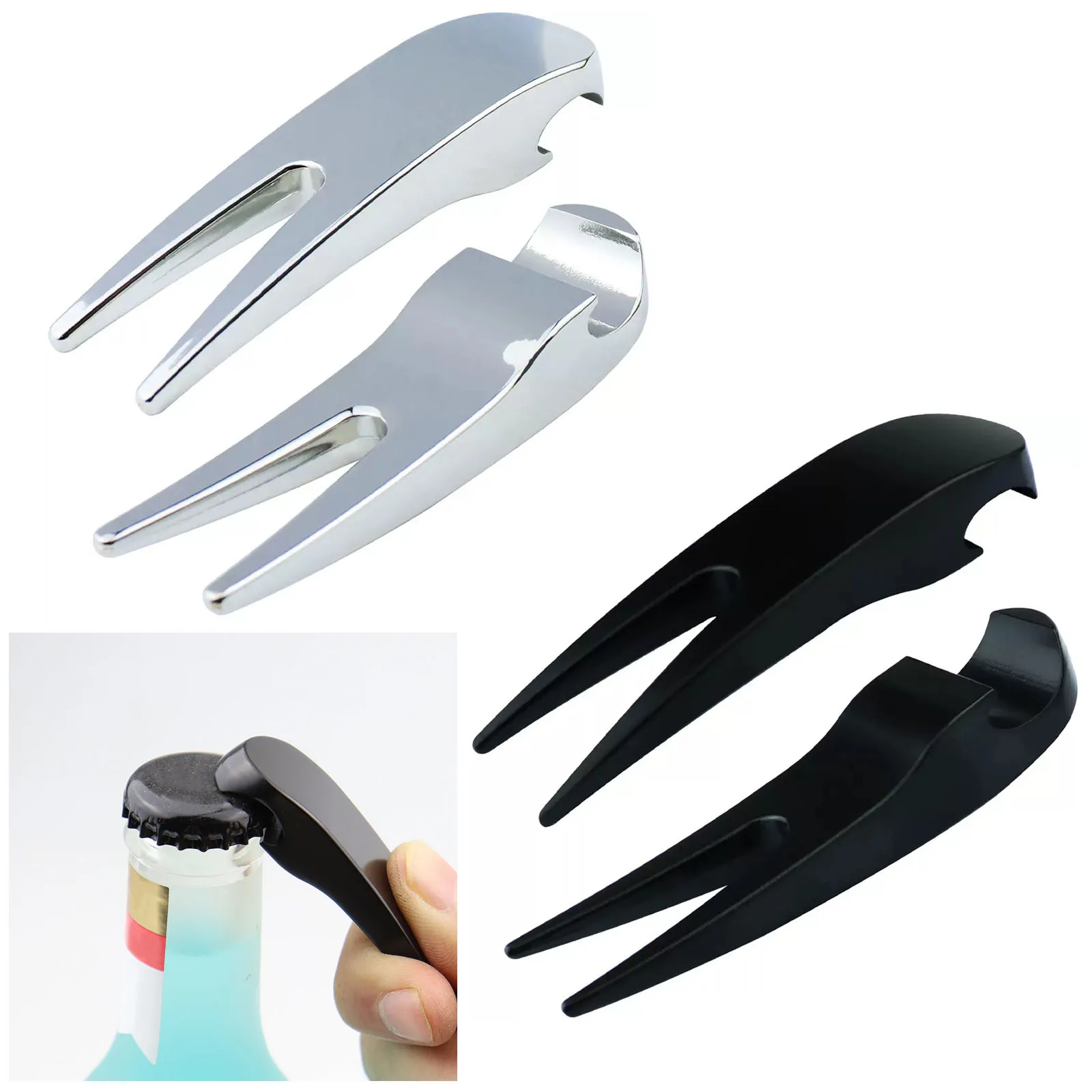 2 in 1 Golf Divot Tool Bottle Opener Outdoor Golf Accessories Portable Zinc Alloy Divot Repair Tool