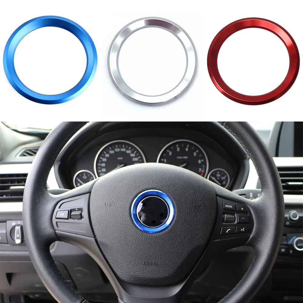 Aluminum Car Steering Wheel Ring Circle Sticker Trims Cover For BMW 1 2 3 5 Series X1 X3 X5 X6 E36 E39 E46 E30 E60 E90 E92 F30