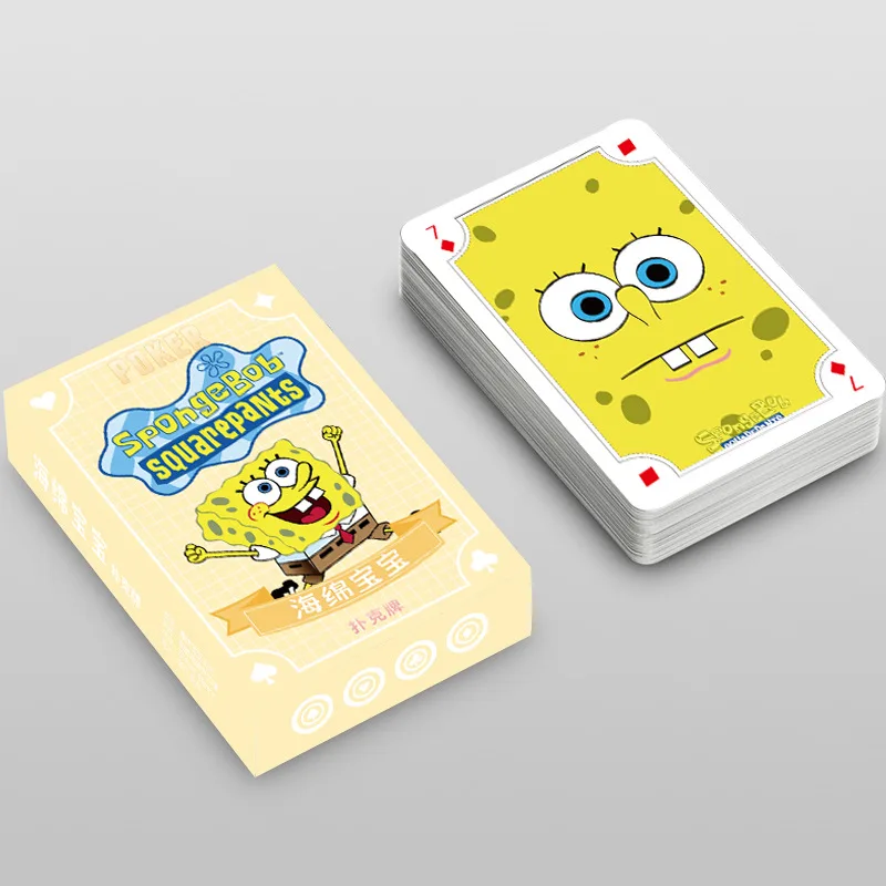 54 pièces/ensemble Anime Bob l'éponge SquarePants Kawaii figurine modèle jouets cartes à jouer haute définition Image Poker Collection cadeau