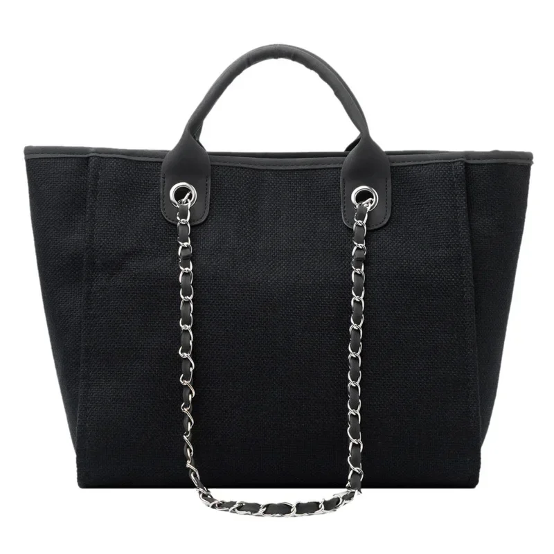 Women\'s Bag 2023 New Canvas Tote Bag Bucket Bag Fashion Large Capacity Handheld Chain Shoulder Bag Female Travel Shopping Totes