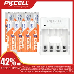 PKCELL 4PC 1.6V AA 2500mWh Battery And 4PC AAA 900mWh 1.6V NI-ZN Rechargeable Battery for Toys Flashlight Camera Power Tool