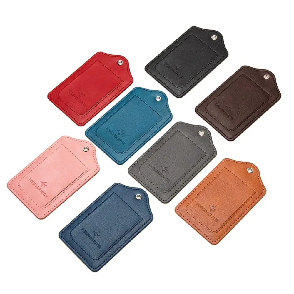 Pure Color Travel Luggage Tag Handbag Label PU Leather Boarding Pass Baggage Name Tags Suitcase ID Address Holder