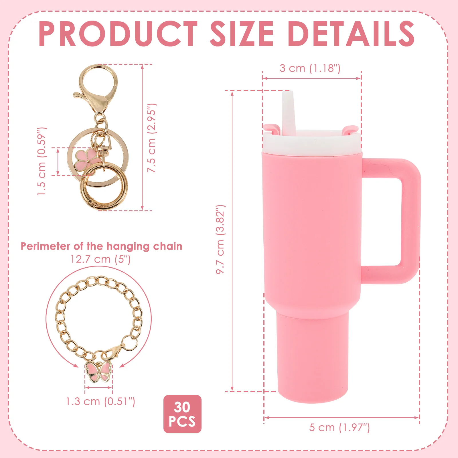 12/30pcs Mini Cup Keychains Pendant Cute Tumbler Lip Balm Storage Box Key Ring Women Purse Backpack Decor Holder Ornaments