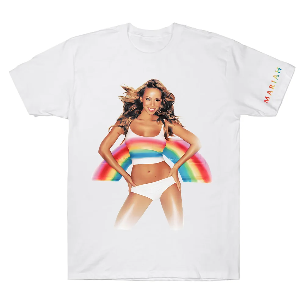 Mariah Carey Merch Rainbow T-Shirt  for Men Women Creative Cotton Tees Crew Neck Short Sleeve T Shirt Printed High Quality Tops
