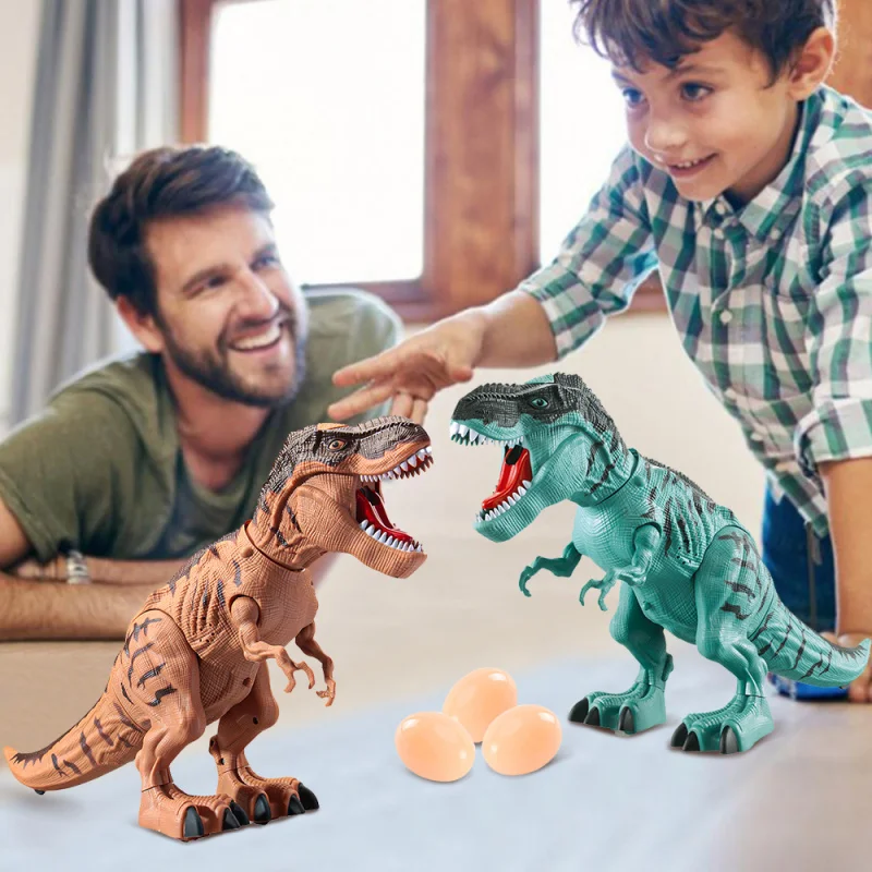 

Children Electric Dinosaur Tyrannosaurus Rex Walking Spray Lay Egg Light Sound Simulation Animal Dinosaur Model Toy For Children