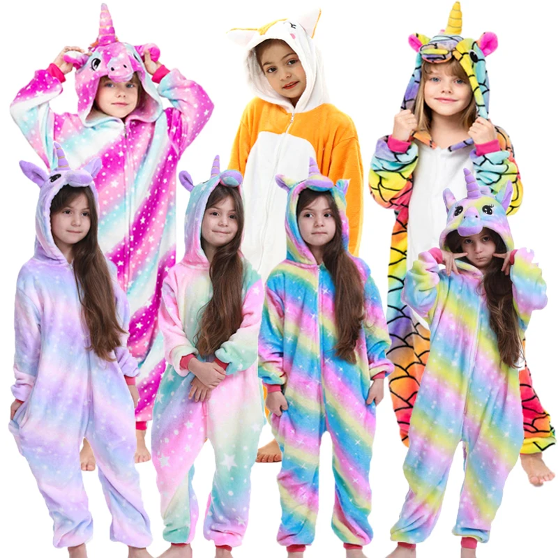 

boys stitch blanket sleeper girls unicorn kigurumi onesies kids dinosaur flannel sleepwear panda pajamas jumpsuit for children