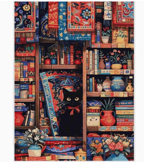 Cat on the shelf Cross Stitch Set  Cotton Thread  Embroidery Kits Home Decoration landscape Needlework