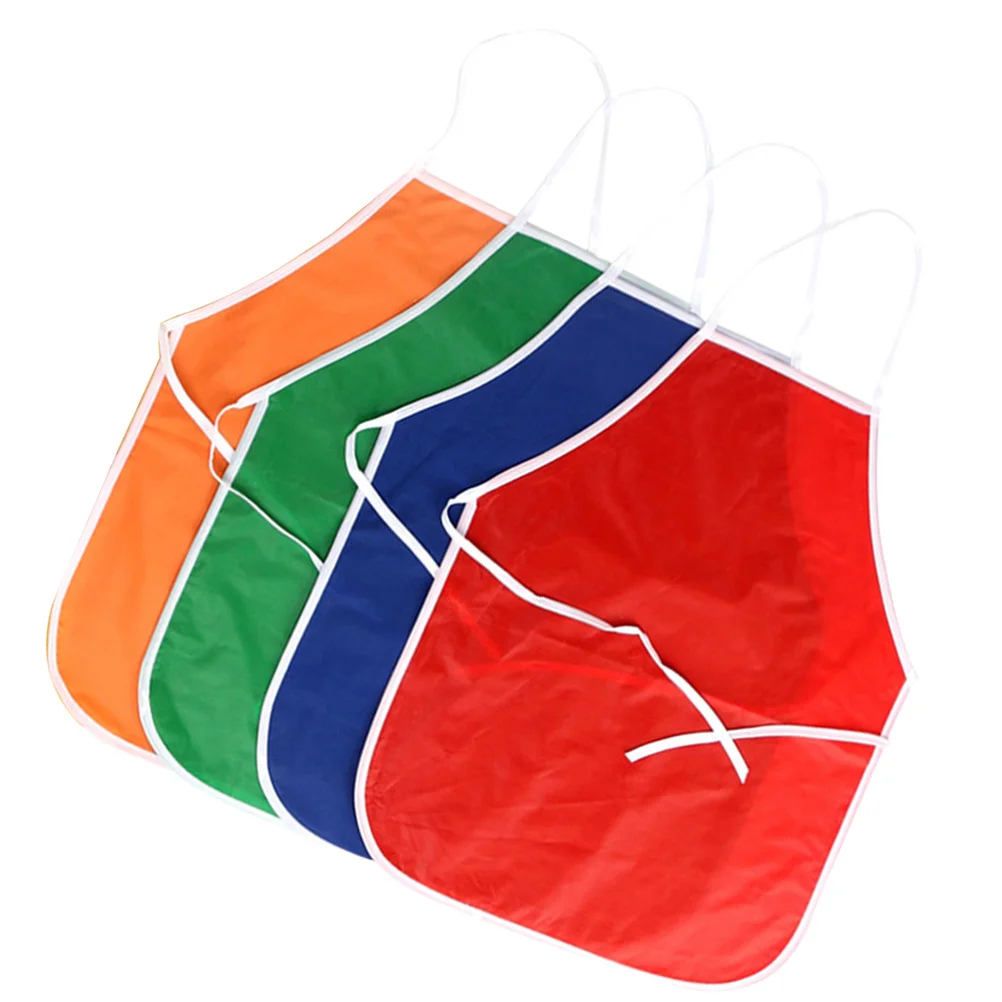 

4Pcs Waterproof Kids Smock Non-Sleeved Painting Apron Protective Clothes for Children Craft Home School Waterproof Apron