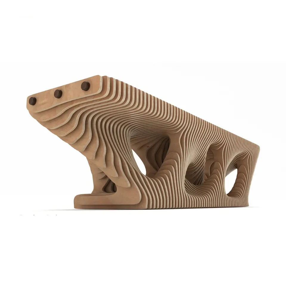 xx-Modern Sliced Wood Art Bench Commercial Lounge Furniture With Artistical Decoration For Outdoor Waiting Room & Sofa Chair*