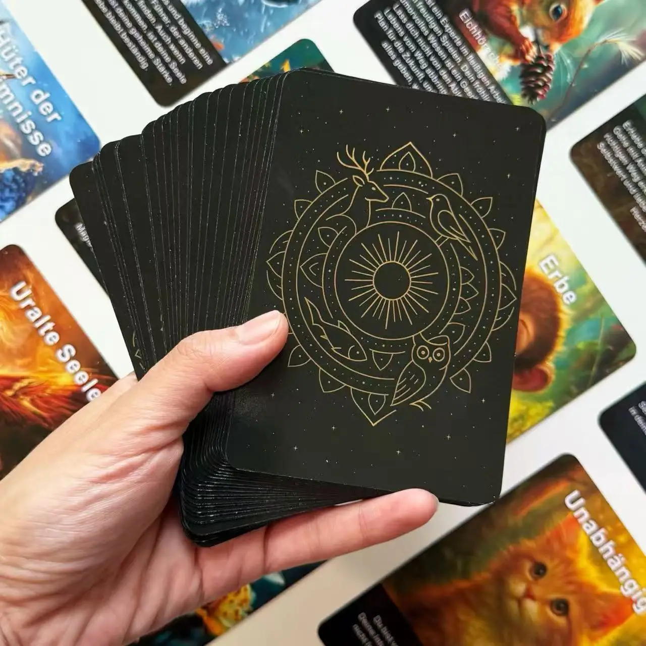 سطح بطاقات أوراكل الألمانية، بطاقة حيوانات الروح، لعبة قراءة الطالع العرافة، ألعاب الورق، هدايا اليقظة الذهنية، 12*8 سم، 48 بطاقة