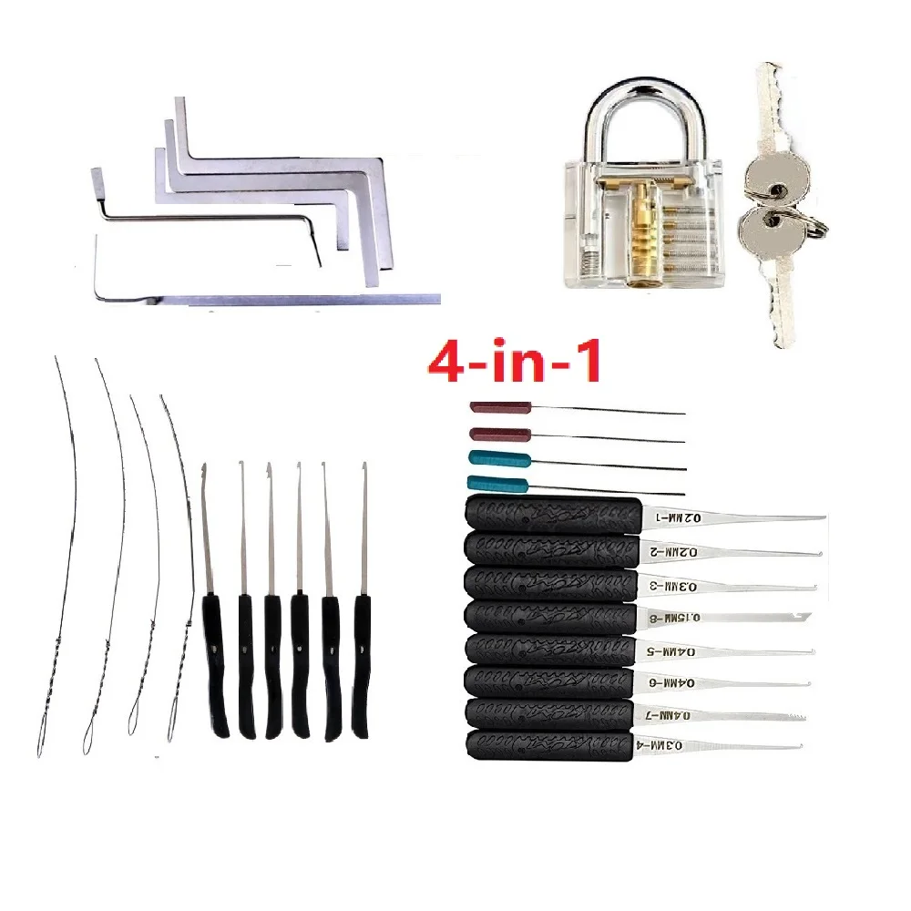 15pcs/set Unlocking Lock Pick Set Key Extractor Transparent Practice Padlocks Kit