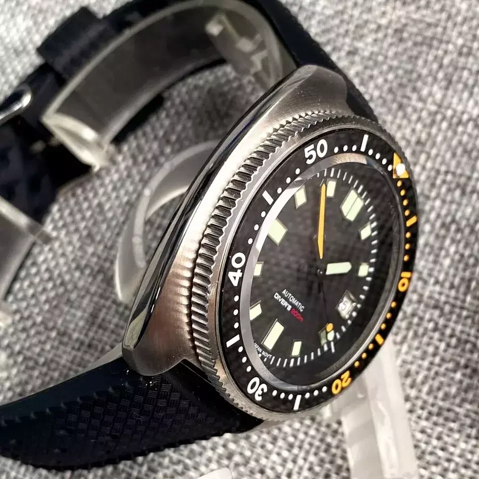 Tandorio 44mm Turtle Series 200m Waterproof Sapphire Crystal Glass NH35A White Date C3 Lume Hands Automatic Men Dive Watch