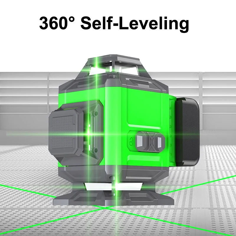 

16 Line 360° Self-Leveling Green Laser Level Ultra Bright Light with Remote Control Rechargeable Battery