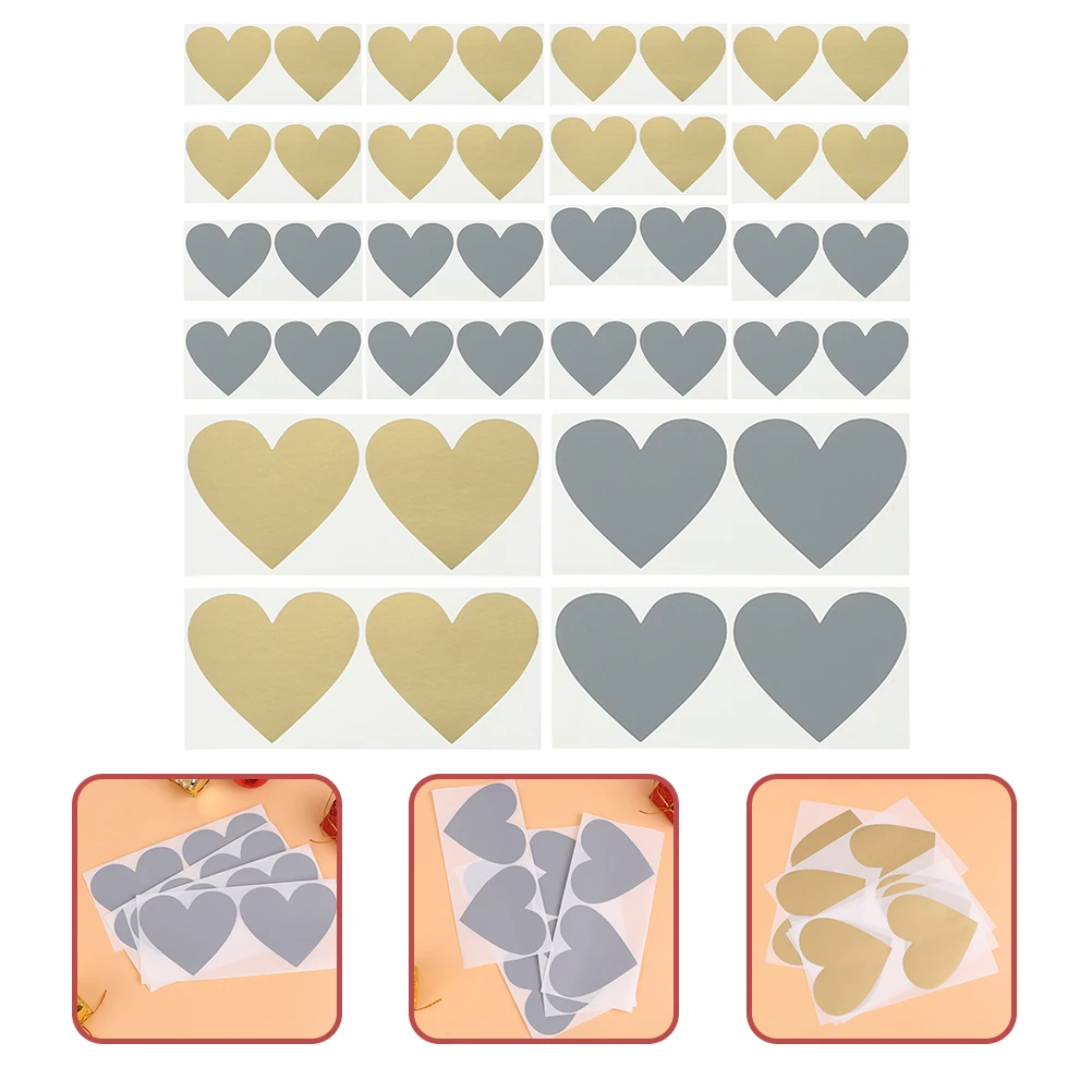 

40 Pcs Shaped Scratch Stickers Small DIY Labels Journal Postcard Teens Valentine Decorations Game Valentine Scratch Off Stickers