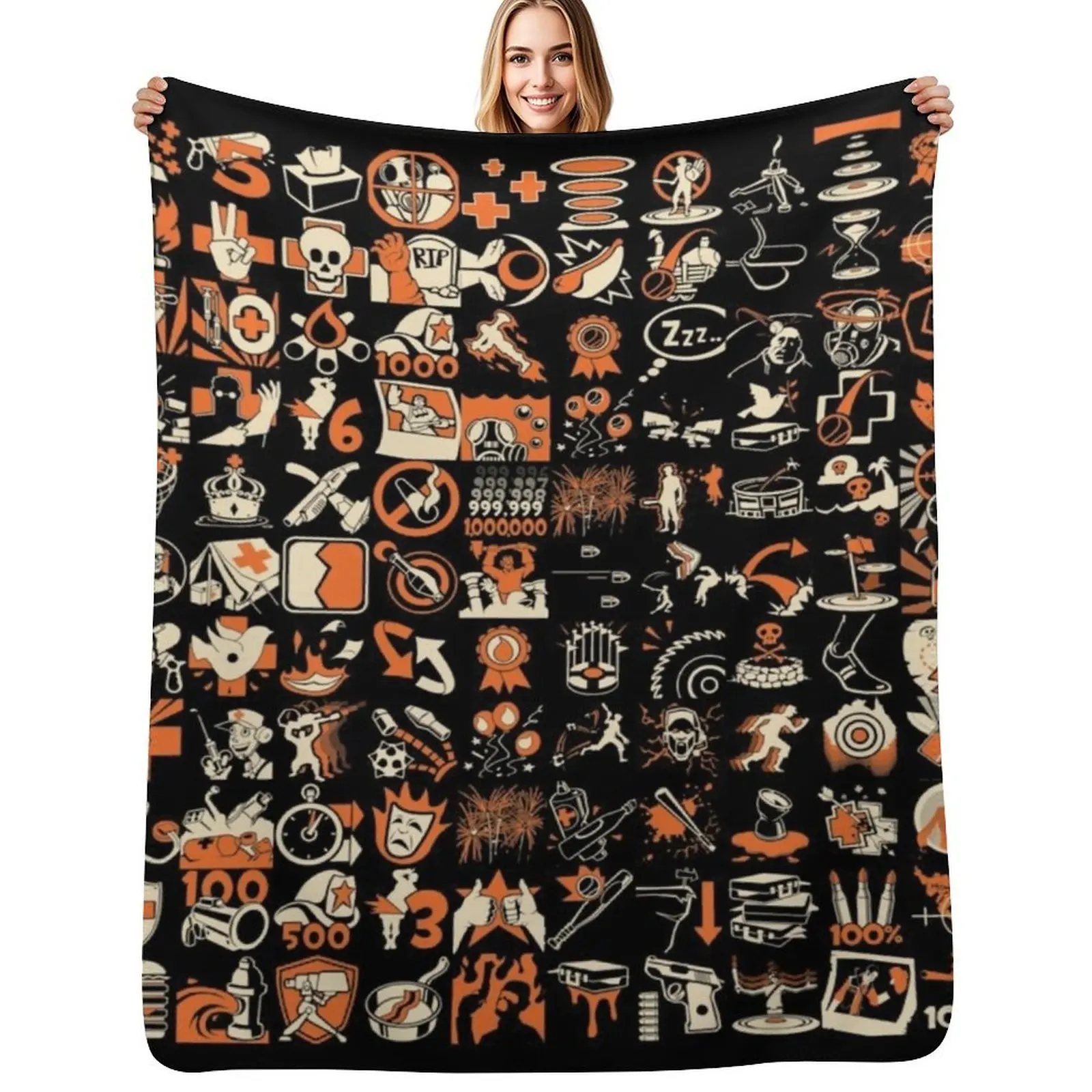 

TF2 Achievements Throw Blanket Long Lasting Soft Plush Blanket for Daily Use