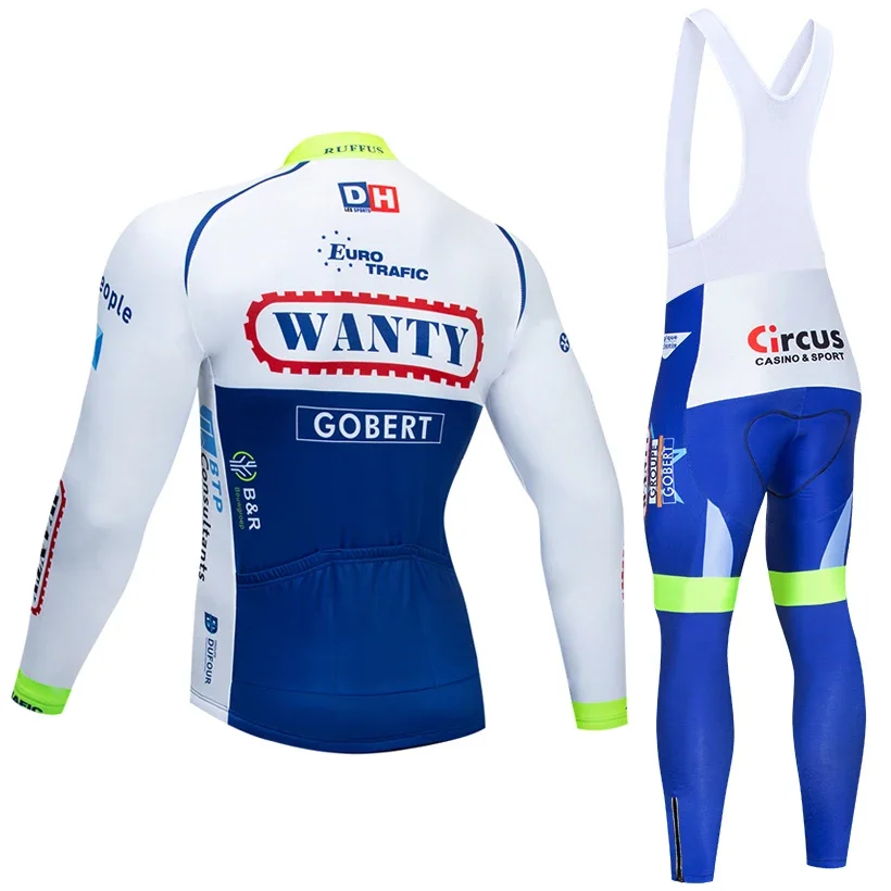 Winter TEAM 2023 WANTY Thermal Fleece Cycling JERSEY Bike Pants Set Mens 9D Pads Ropa Ciclismo  Wear Maillot Culotte